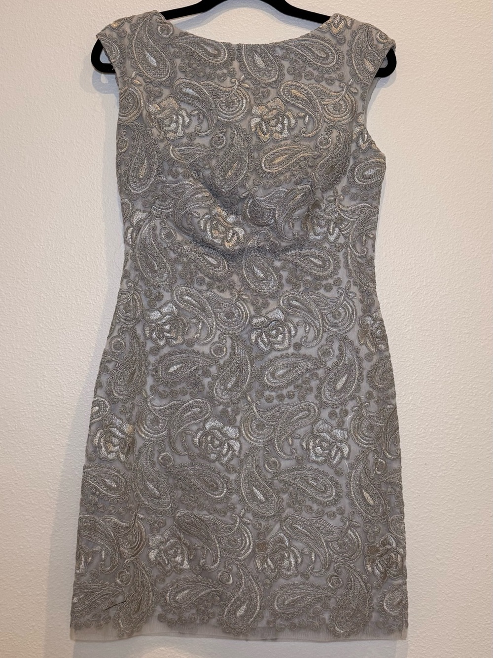 Ralph Lauren Silver Lace Paisley Sheath Dress